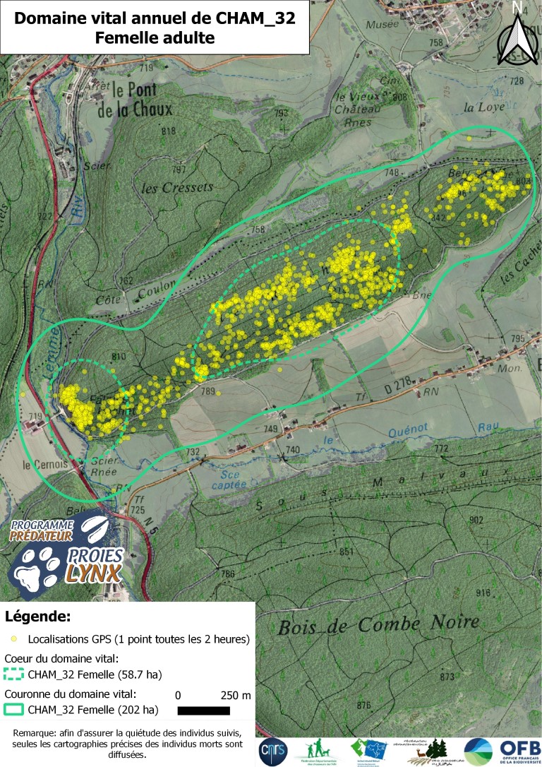 Remarque : afin d’assurer la quiétude des individus suivis, seules les cartographies précises des individus morts sont diffusées.